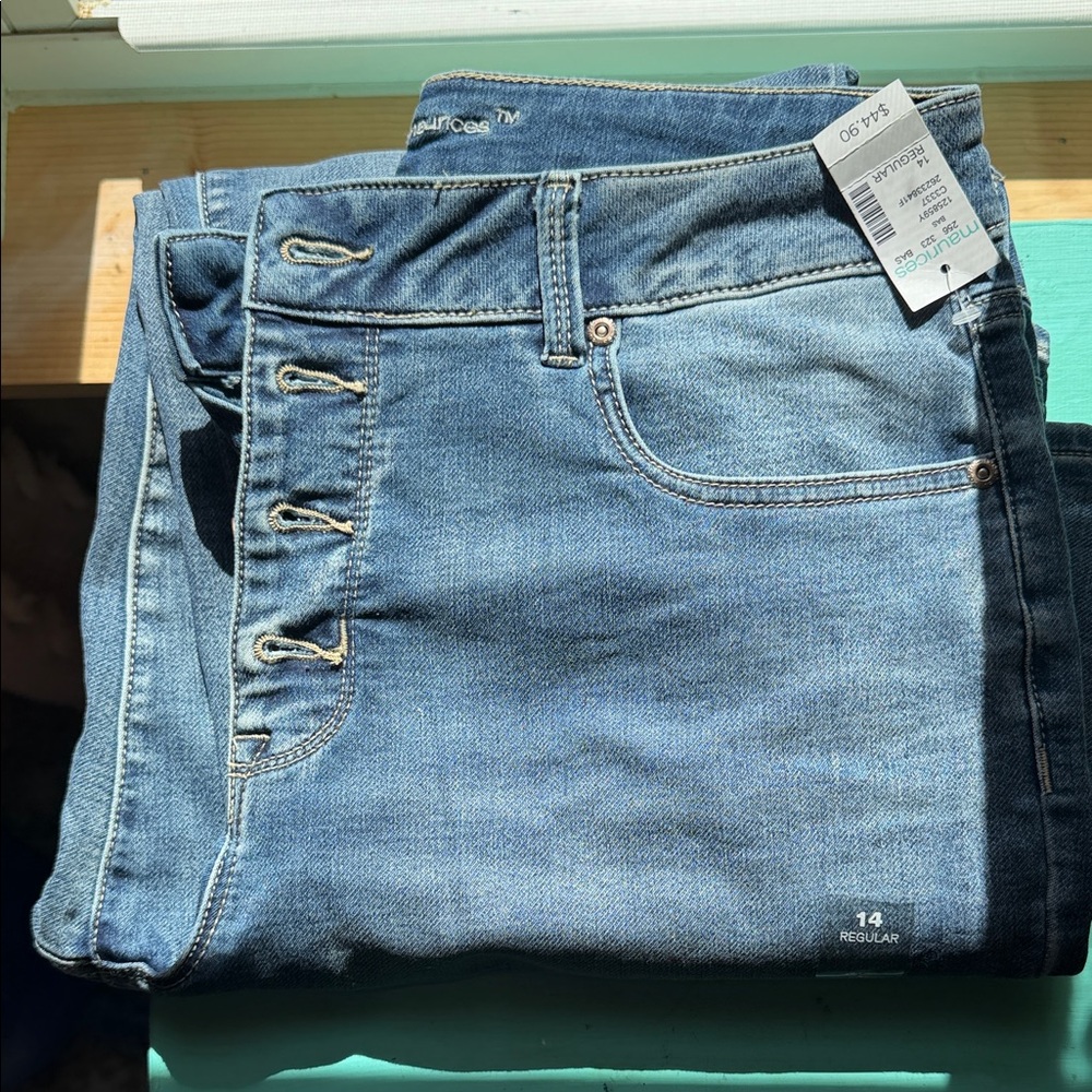 Maurices Light and Dark Blue High-Rise Jeans Button Fly NWT